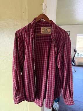 Men's Red Plaid Flannel Shirt Jacket